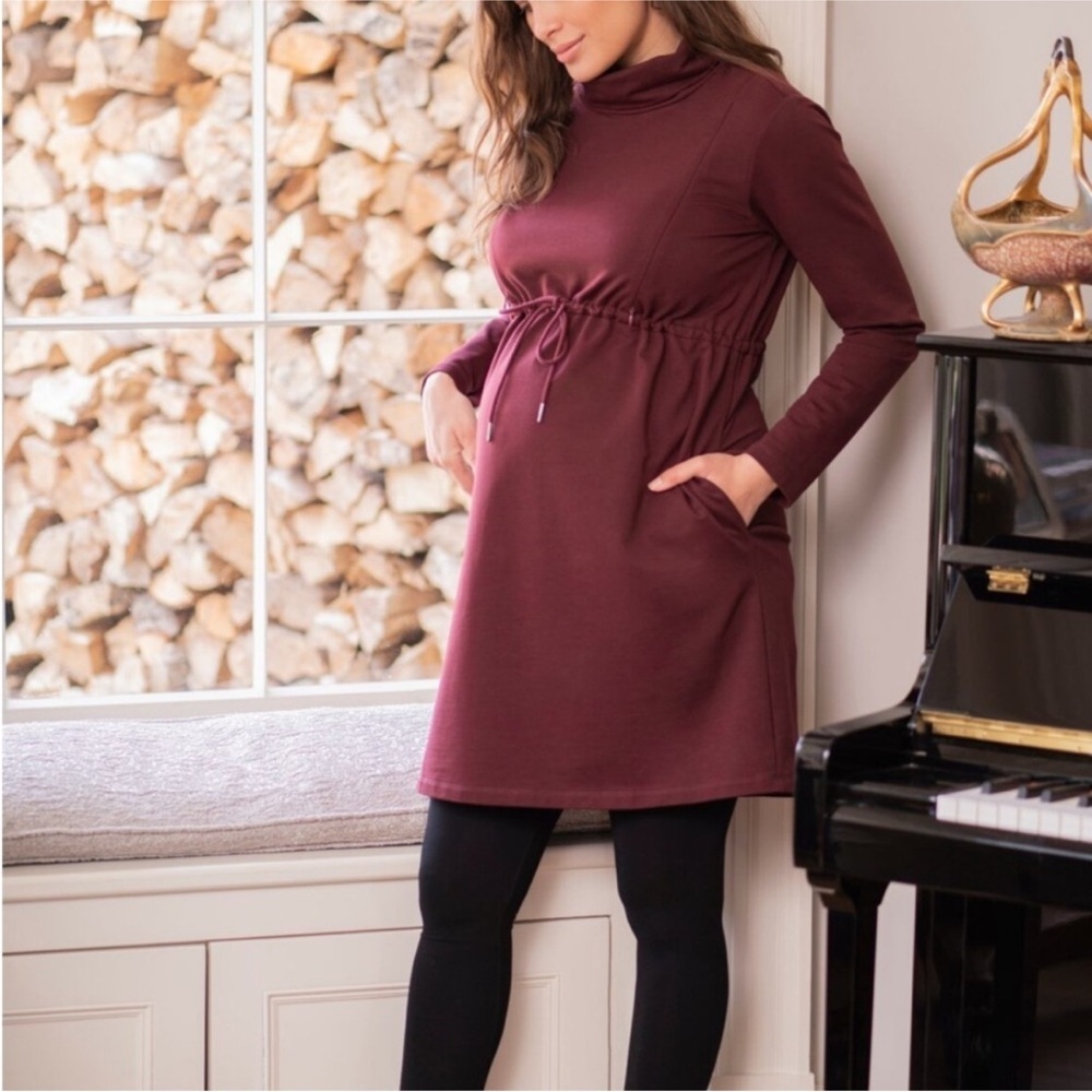 Seraphine Maroon Long Sleeve Maternity Dress sz medium